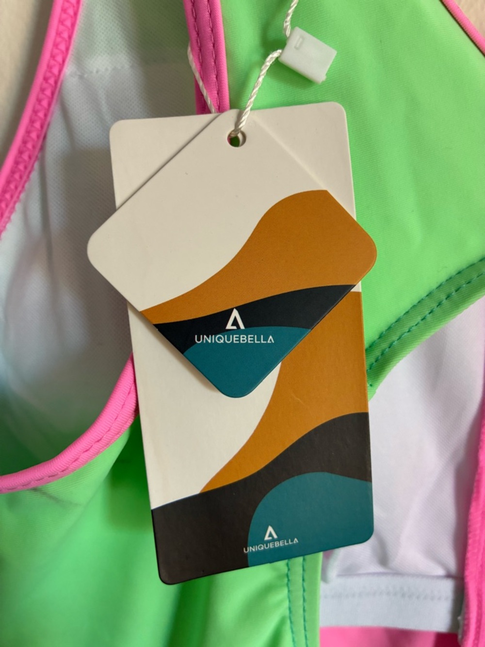 Uniquebella Women’s Colorblock Swimsuit Dress XL | Neon Pastel Tummy Control - Picture 5 of 6